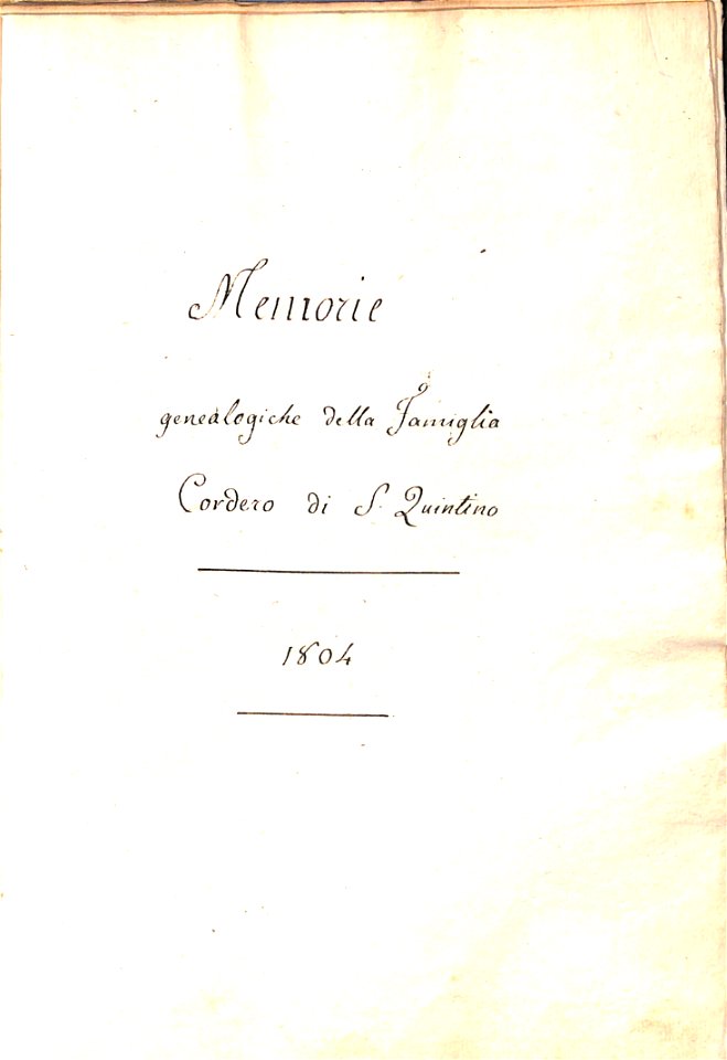 Memorie genealogiche della famiglia Cordero di San Quintino