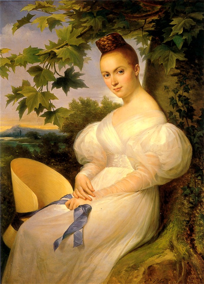 Merry-Joseph Blondel Portrait of a Woman Seated Beneath a Tree