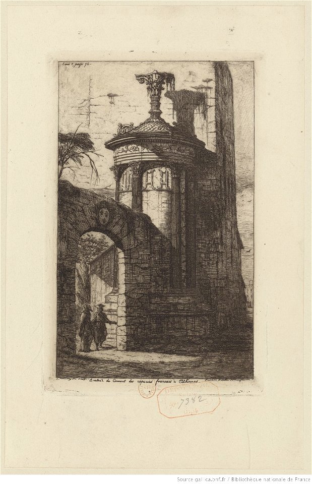 Meryon - Entrée du couvent des Capucins français à Athènes, 3ème état, btv1b550022328