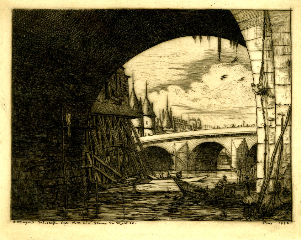 Meryon - L'arche du Pont Notre-Dame, Paris, 1865,1209.651