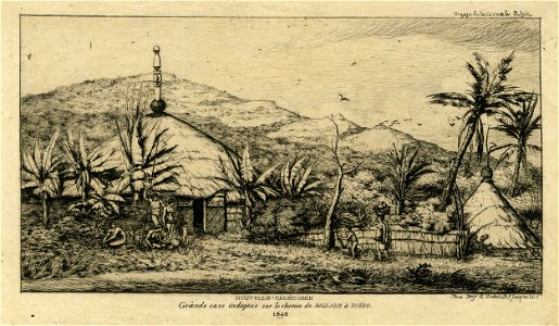 Meryon - Nouvelle Calédonie grande case indigène sur le chemin de Ballade à Poépo, 1904,0929.223