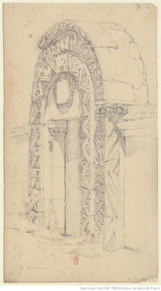 Meryon - Croquis de portes et fragments architecturaux à Bourges, btv1b55001044g