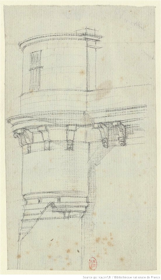 Meryon - Dessin préparatoire pour l'eau-forte Le Pont-Neuf, btv1b55001061z