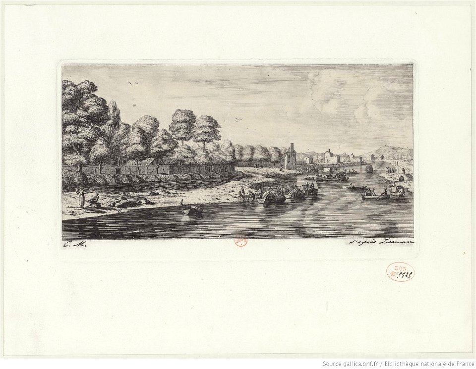 Meryon - La rivière de Seine et l'angle du mail, à Paris, btv1b55001126x