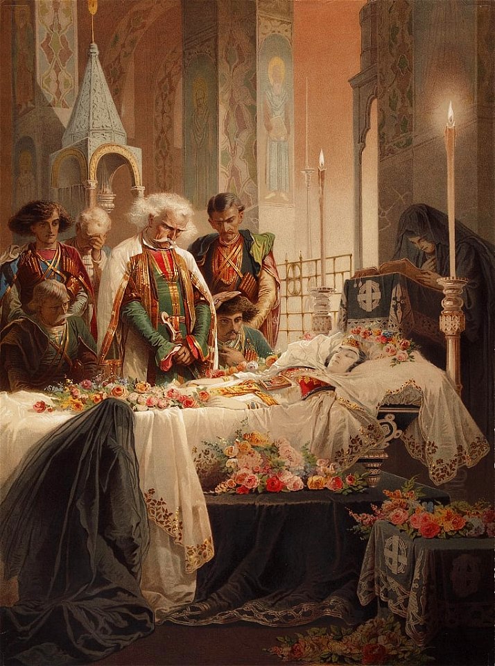 Mihaly von Zichy - Tamara in the coffin Illustration to the poem The Demon by Mikhail Lermontov