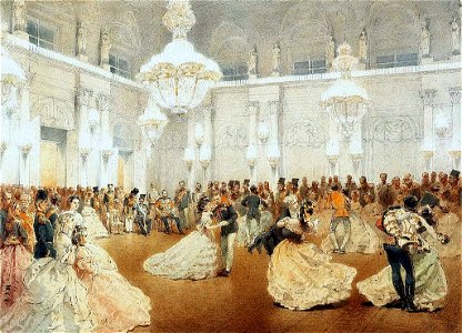 Mihaly Zichy-Ball in Winter Palace Nasir al-Din Shah. Free illustration for personal and commercial use.