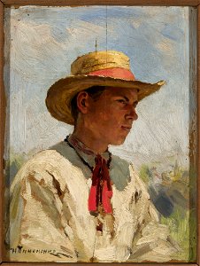 Mikołaj K. Pimonienko - Study of a young boy in a straw hat - M.Ob.908 - National Museum in Warsaw