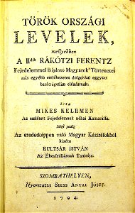 Mikes Kelemen Törökországi levelek