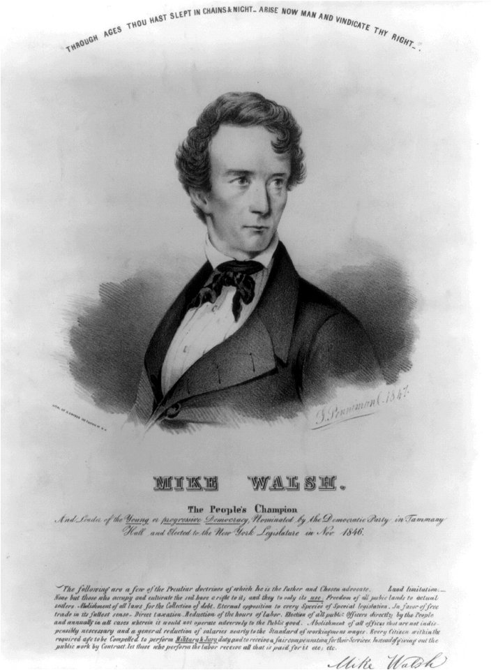 Mike Walsh. The people's champion and leader of the yound or progressive democracy, nominated by the Democratic Party in Tammany Hall and elected to the New York legislature in Nov. 1846 - LCCN2012648914