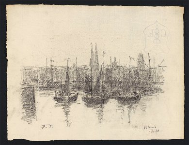 Ostende - port de pêche 1928 drawing by Jean-François Taelemans, R-2009-26344, Prints Department, Royal Library of Belgium