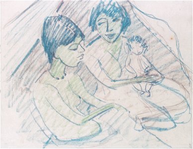 Otto Mueller - Zwei Zigeunerinnen mit Kind (oder Puppe) - ca1927
