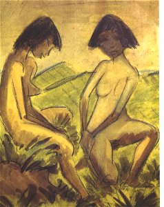 Otto Mueller - Zwei Mädchen in Landschaft