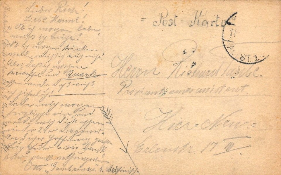 Otto Rasch Hessische Dragoner Darmstadt 1908 Rückseite