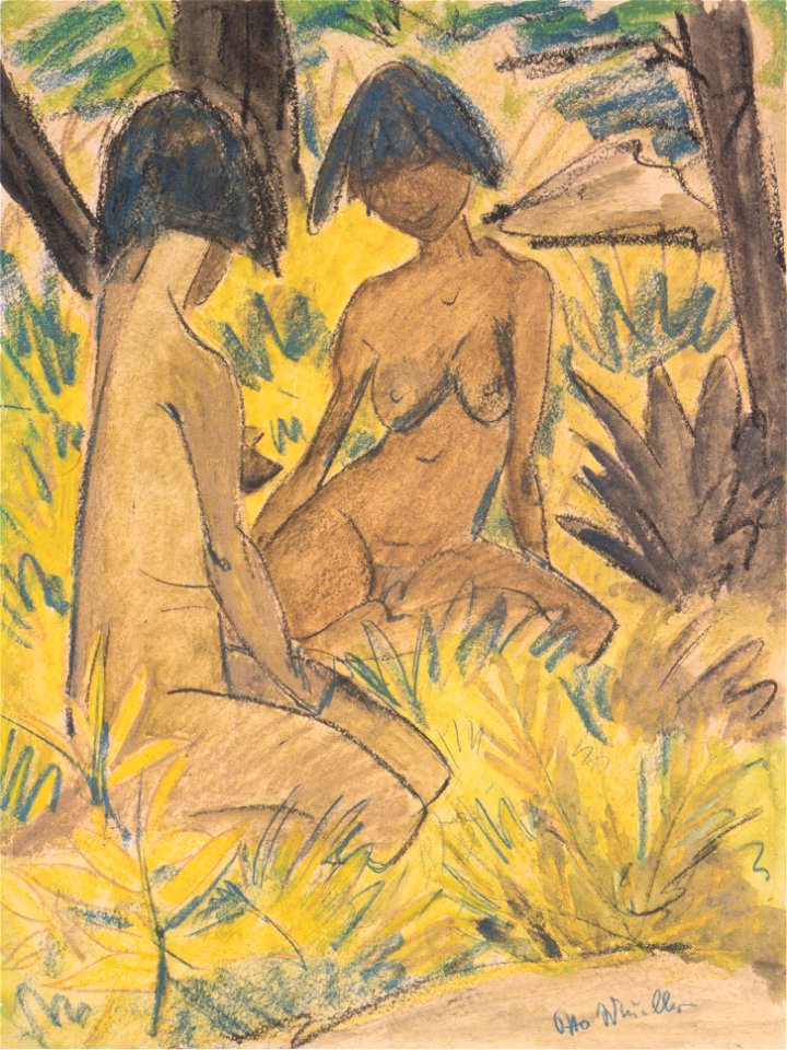 Otto Mueller - Zwei sitzende Akte im Gras - ca1925