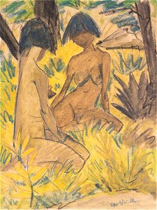 Otto Mueller - Zwei sitzende Akte im Gras - ca1925