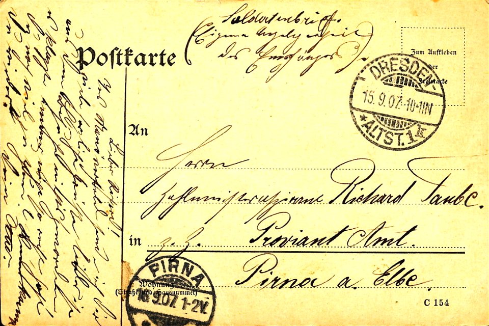 Otto Rasch Manöverzeit 1907 Rückseite