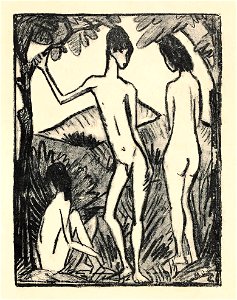 Otto Mueller Stehender Knabe mit zwei Mädchen 1917