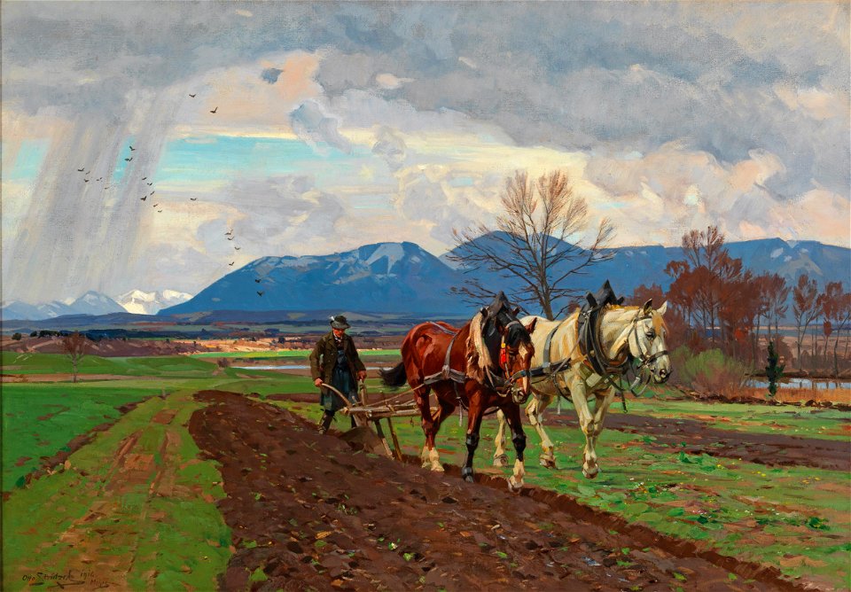 Otto Strützel Pflügender Bauer 1916