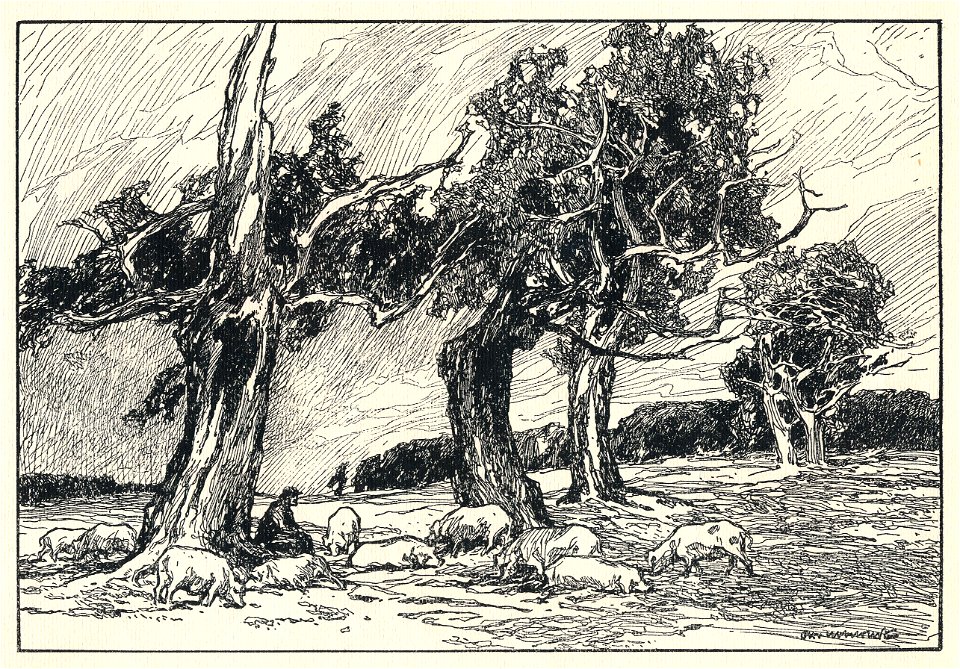 Otto Ubbelohde Marburg Schweinehute im Burgwald