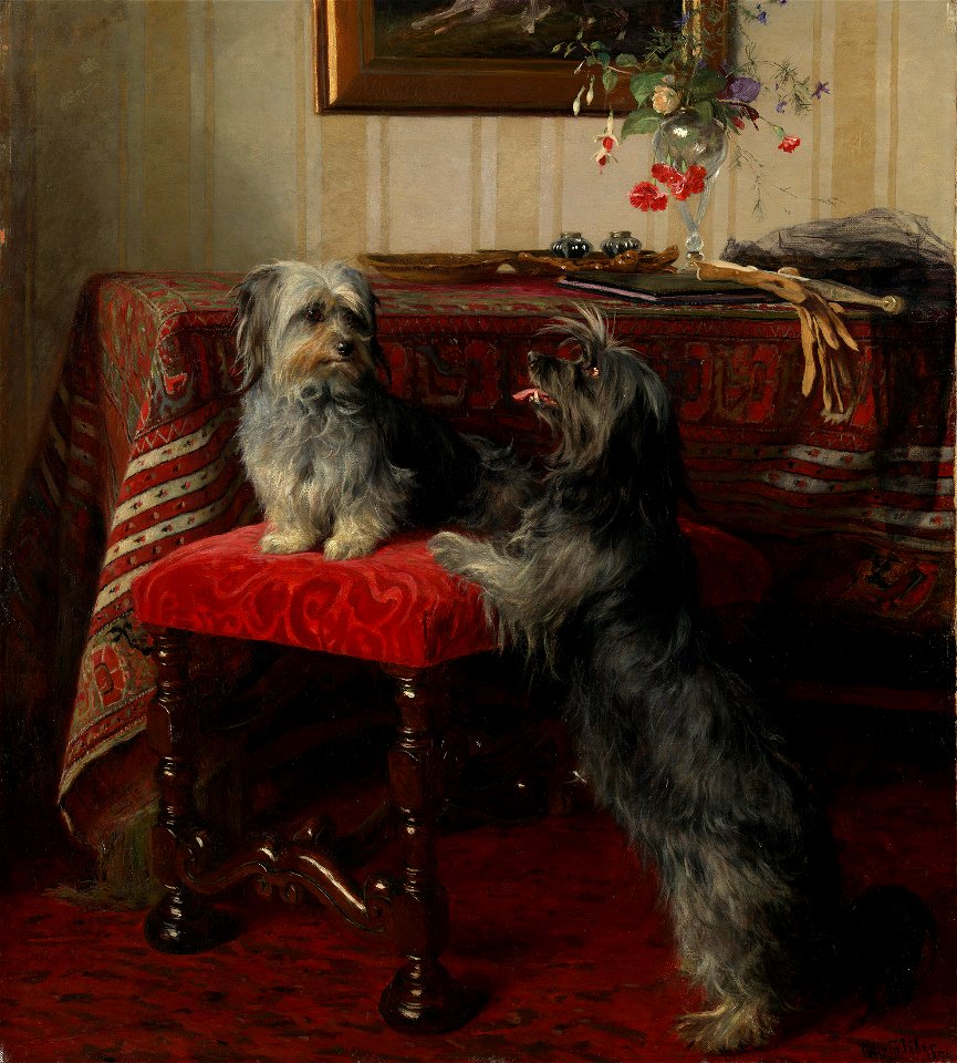 Otto Weber (1832-1888) - Dot and Cairnach, Skye terriers - RCIN 403591 - Royal Collection