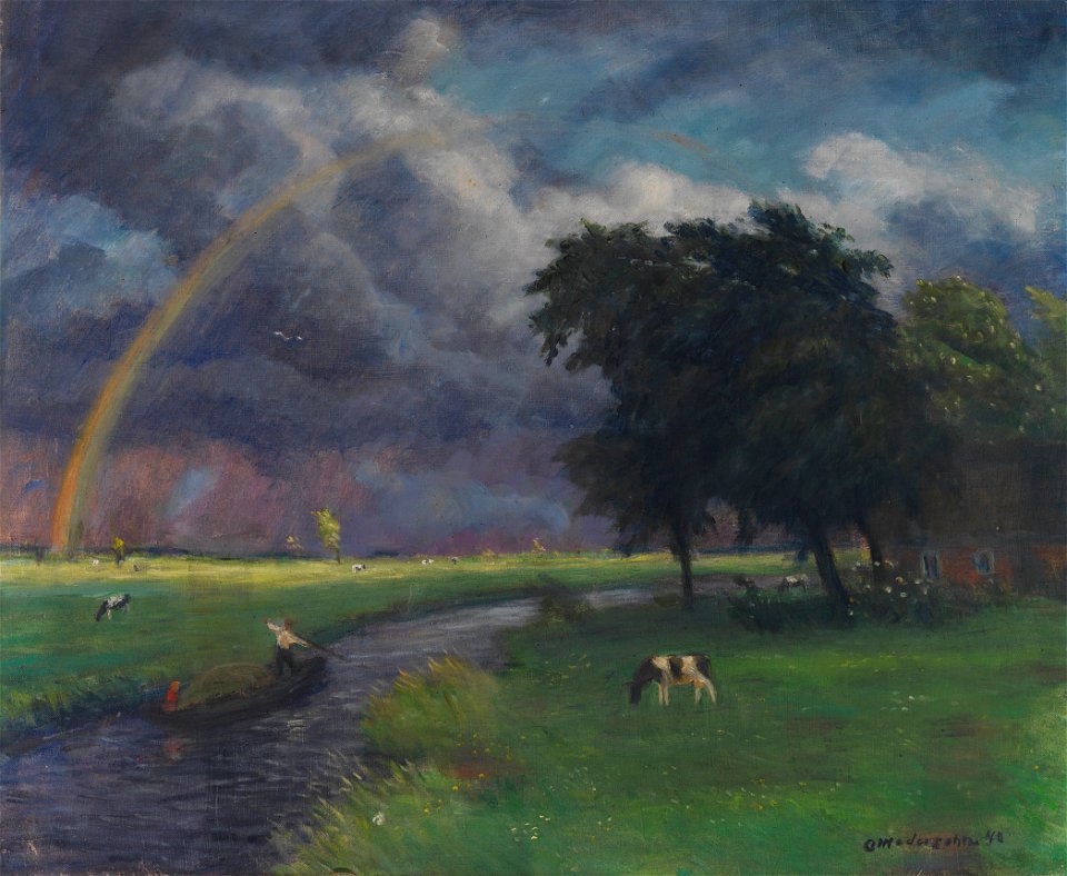 Otto Modersohn Wiesenlandschaft nach dem Regen (tiefe Sonne) 1940