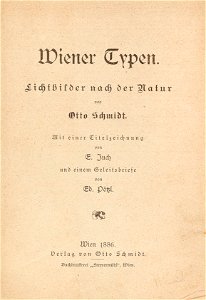Otto Schmidt Wiener Typen Titelblatt