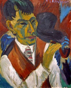 Otto Mueller met pijp door Ernst Ludwig Kirchner (1880-1938)