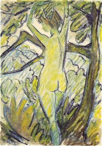 Otto Mueller - Stehender Akt in Baum