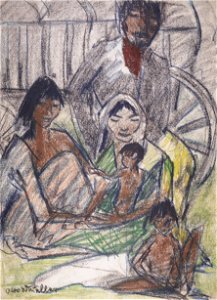 Otto Mueller - Zigeunerfamilie vor Wagen - ca1927