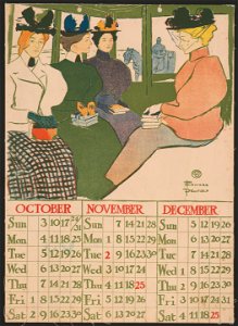 October November December 1897 calendar LCCN2015646484