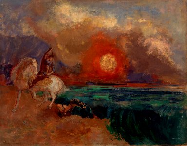 Odilon Redon - Saint George and the Dragon (Saint Georges et le dragon) - BF2093 - Barnes Foundation. Free illustration for personal and commercial use.