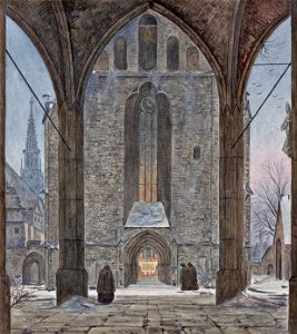 Ernst Ferdinand Oehme - Cathedral in Winter - Google Art Project
