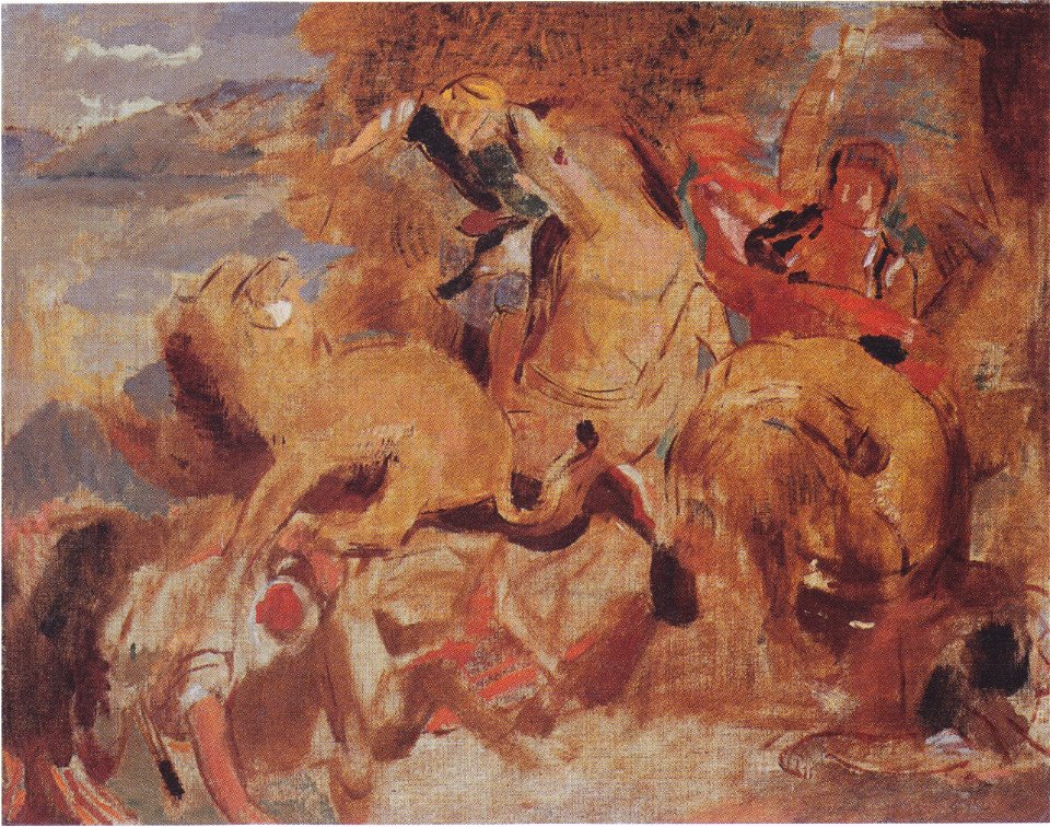 Odilon Redon - Studie zu Die Löwenjagd nach Delacroix