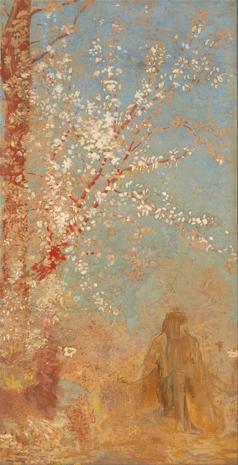 Odilon Redon - Figure under a blossoming tree - Google Art Project