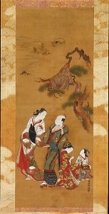 Okumura Masanobu - Yukihira and Two Brinemaidens at Suma - 1975.268.126 - Metropolitan Museum of Art