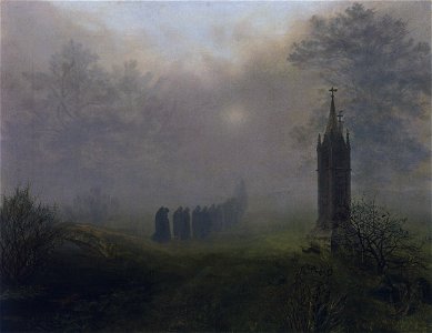 Ernst Ferdinand Oehme - Prozession im Nebel