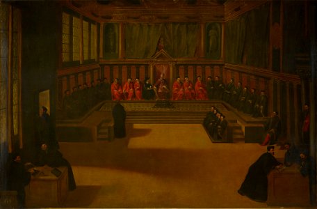 Odoardo Fialetti (1573-1638) - Doge Leonardo Donato Giving Audience to Sir Henry Wotton - RCIN 403939 - Royal Collection