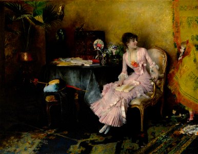 Pascal Dagnan-Bouveret - Jeune femme en rose avec son enfant