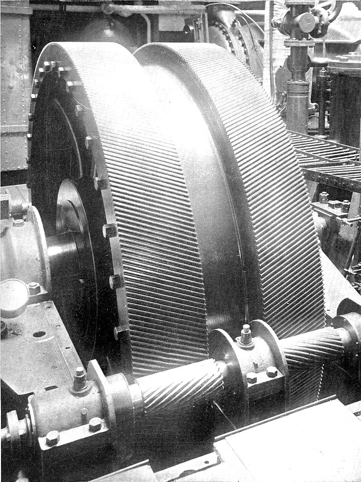 Parsons helical wheel gearing (Rankin Kennedy, Modern Engines, Vol II)