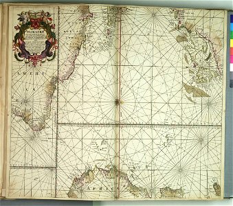 Paskaert waer inn de graden der breedde over weder zyden vande middellyn wassende soo vergrooten, dat die geproportioneert syn tegen hunne nevenstaende graden de lengde - Africa en America RMG F8143