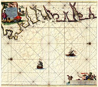 Paskaart Van Gallisien en Portugal Van C. de Finisterre totaen Zurara. - Johannes van Keulen, 1654-1715