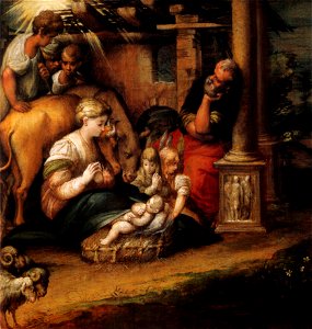 Parmigianino, adorazione dei pastori. Free illustration for personal and commercial use.