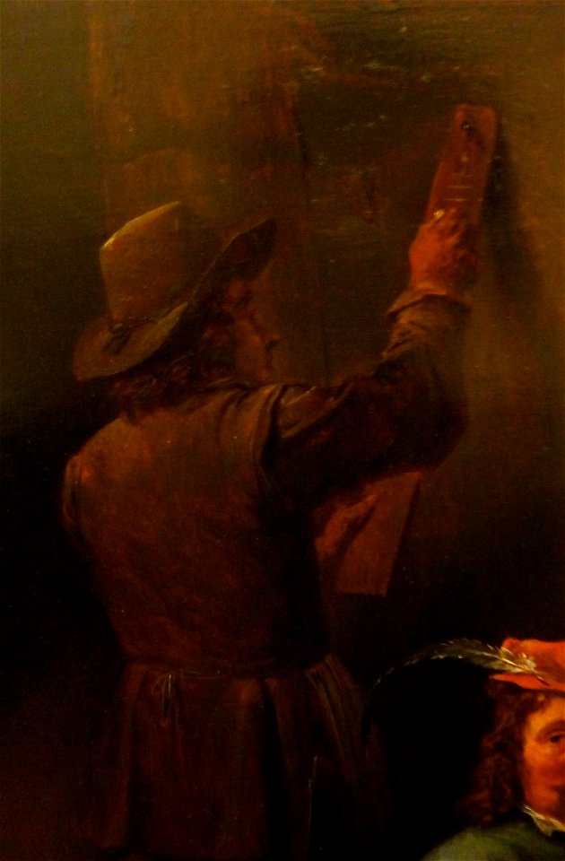 Partie de carte dans une hôtellerie by David Teniers - counter detail