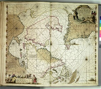 Pascaarte vande noorder zee custen van America, vande west-hoeck van Ysland doorde Straet Davis en Hudson, tot aen Terra Neuf RMG F8144