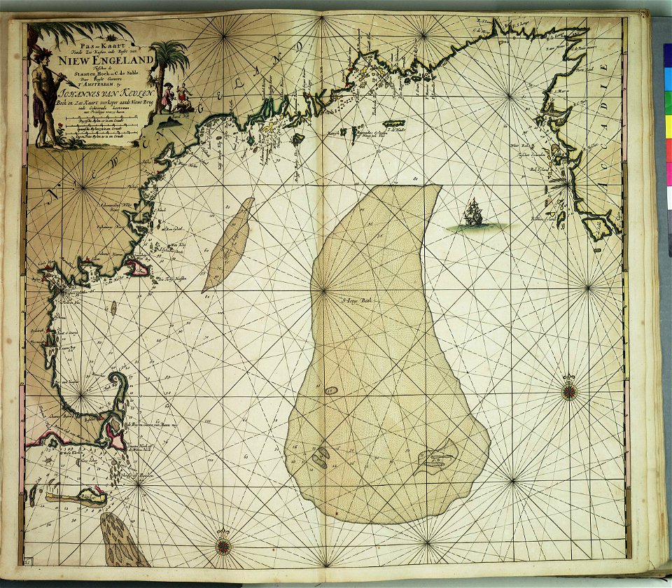 Pas-kaart vande zee kusten inde boght van Nieuw Engeland tusschen de Staten Hoeck RMG F8147