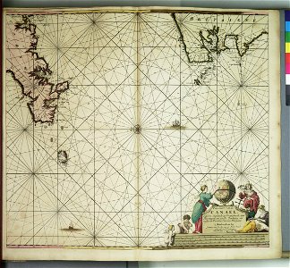 Pas-kaert van de Canael, tusschen Engelandt en Vranckryck beginnende van C. de la Hague tot Heyssant als mede van Poortland tot Lezard RMG F8139