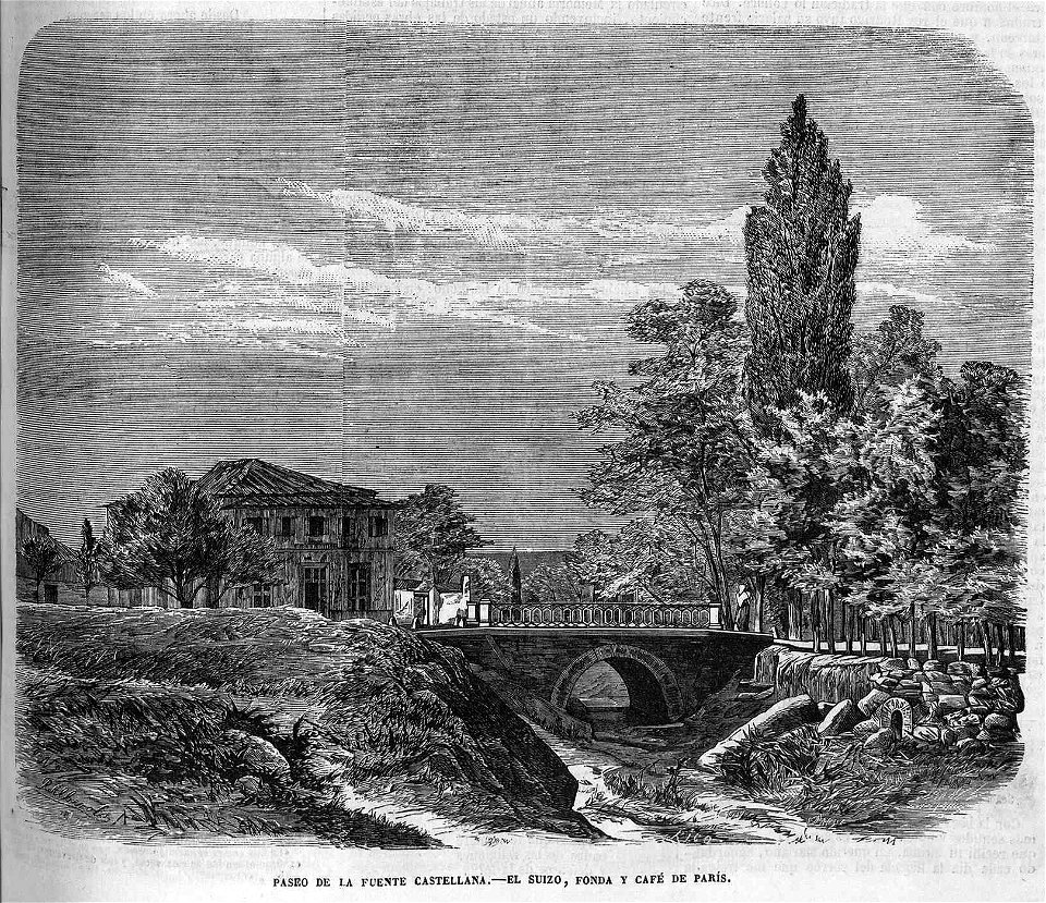 Paseo de la Fuente Castellana, el suizo, fonda y café de París, de Alberola