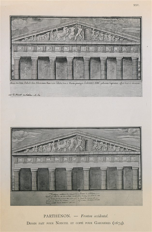 Parthénon, fronton occidental Dessin fait pour Nointel et copié pour Gaignières (1674) - Omont Henri Auguste - 1898