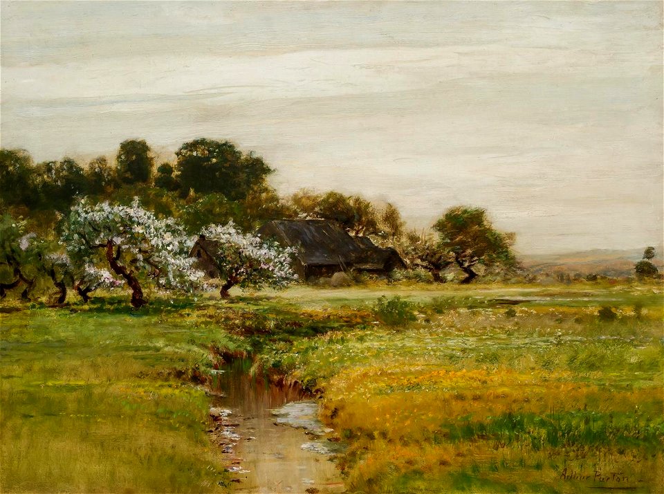 Blossoming Trees by a Stream by Arthur Parton