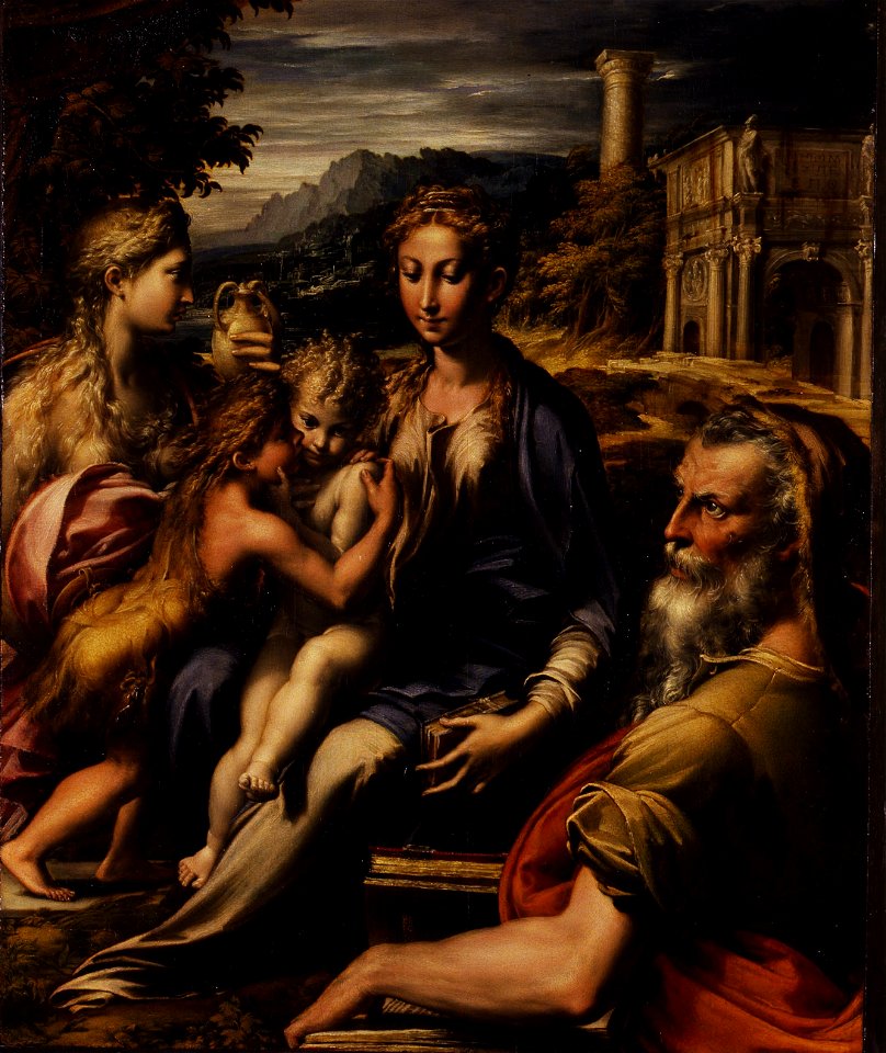 Parmigianino - Madonna con Bambino e angeli, detta Madonna dal collo lungo - Google Art Project